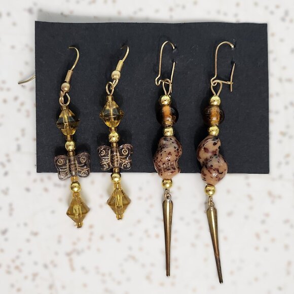 BFD Beaded Dangle Earrings With Sea Shells & Butterfy beads - Picture 1 of 5